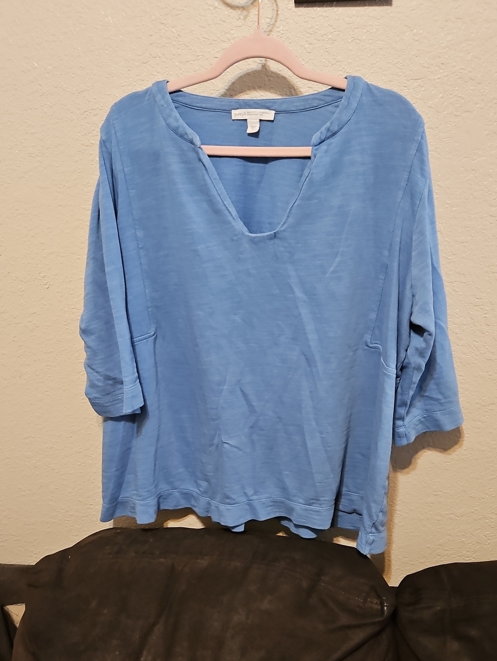 J. Jill Light Blue Split-V Relaxed Tunic